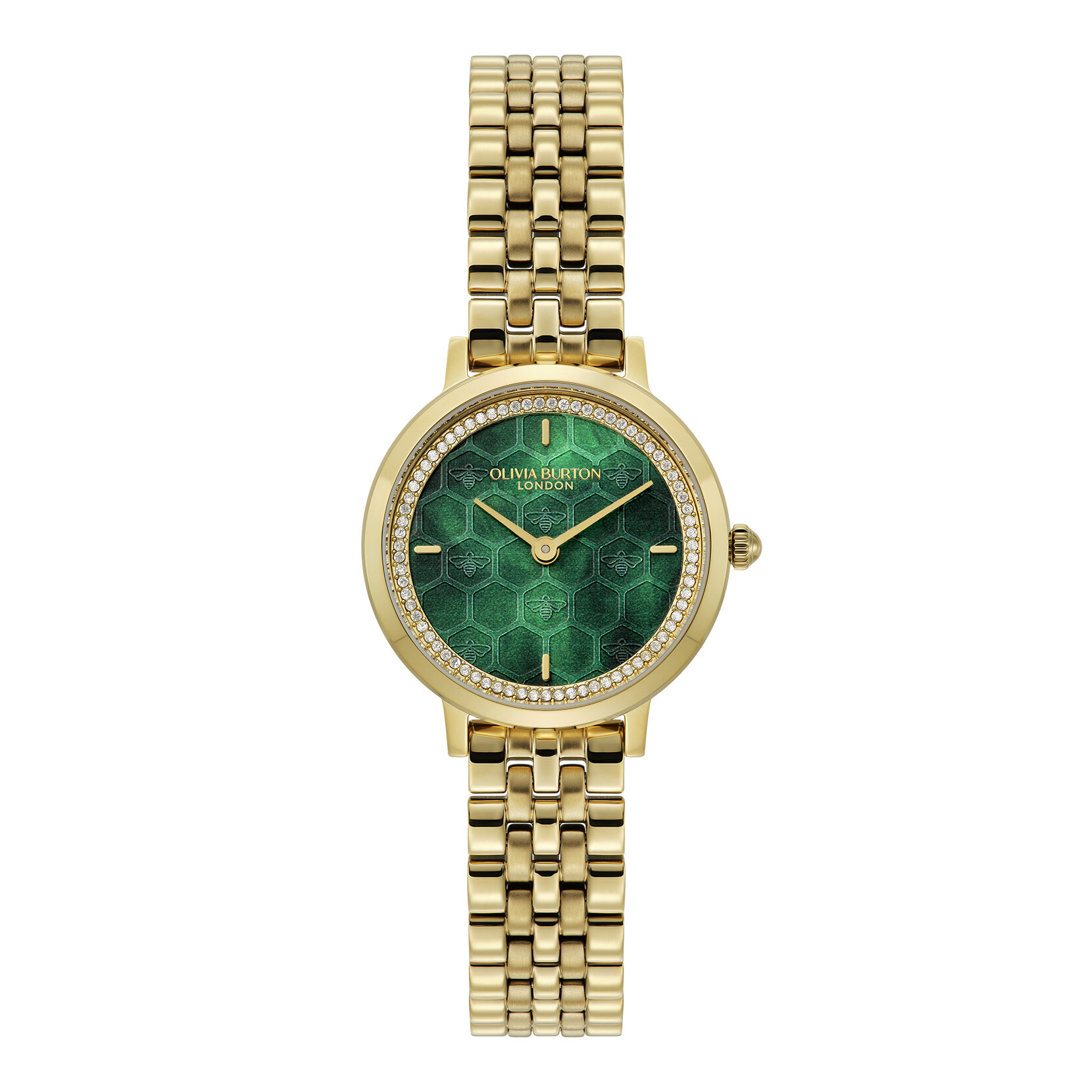 Montre Honeycomb Ultra Fine & Bracelet Vert Sapin & Or 28mm