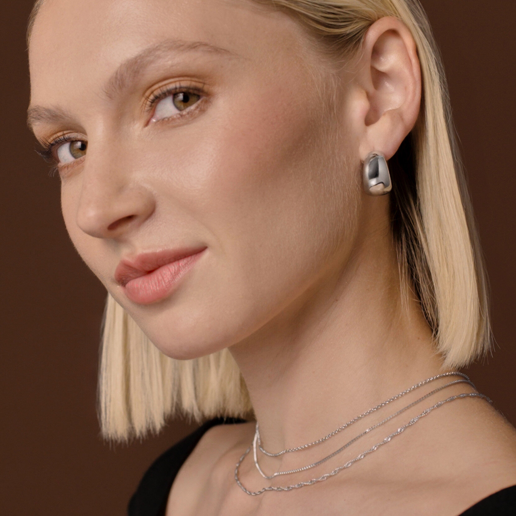 Venetian Silver Tone Box Chain Necklace