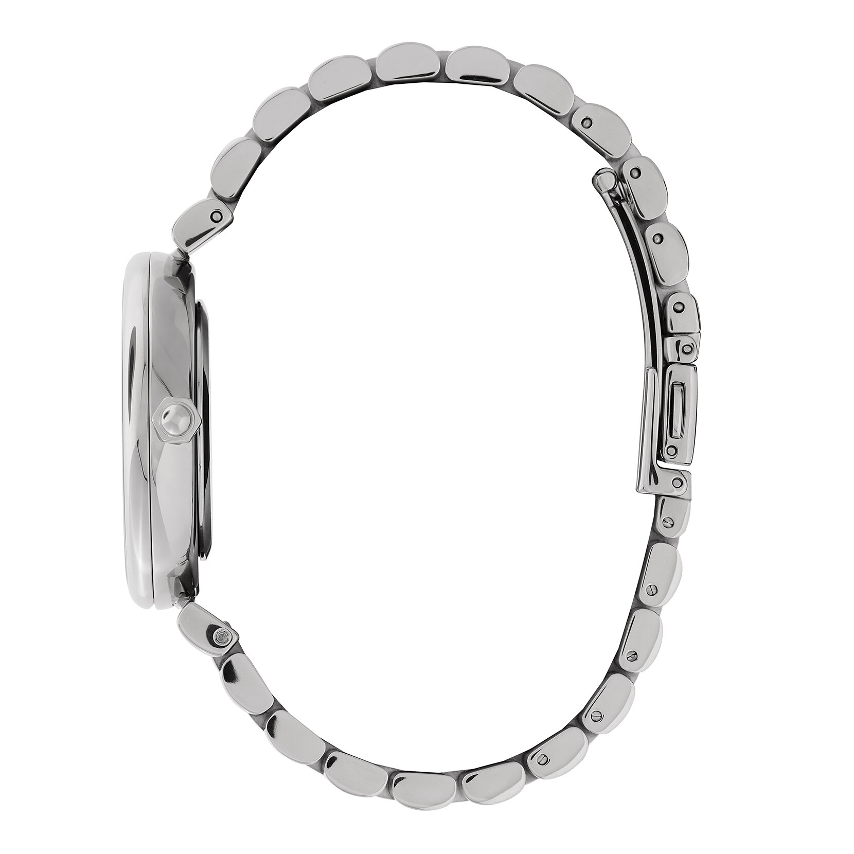 Montre Fleur de cornouiller avec fermoir en T et bracelet Blanc et Argent 36 mm