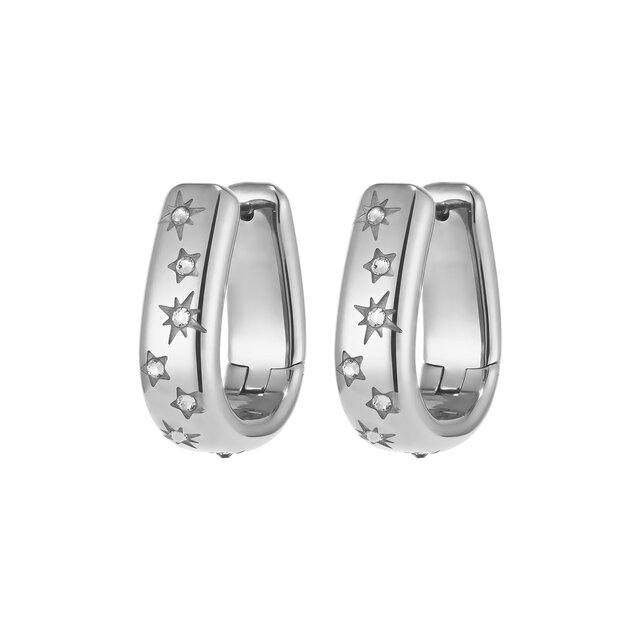 Boucles d'oreilles Cr&eacute;oles Argent&eacute;es avec Cristaux C&eacute;lestes