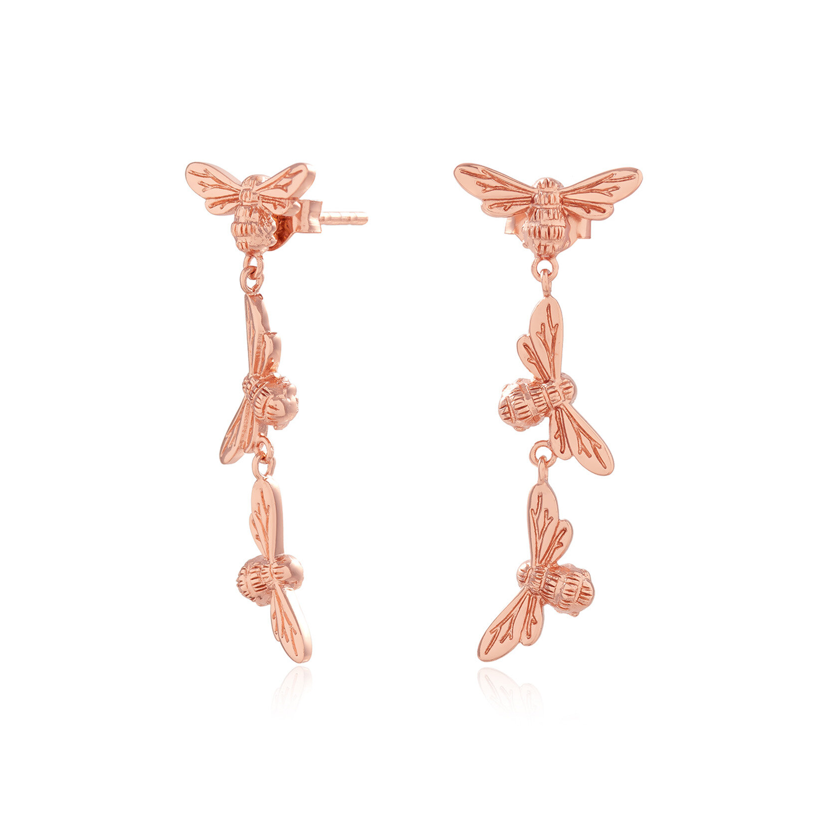 Rose Gold Bee Drop Earrings