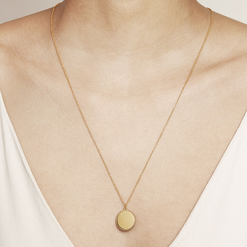 Ladies Engravables Disc Necklace Gold 