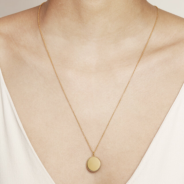 Collier or à médaillon Engravable