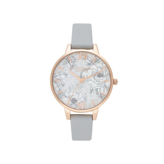 Terrazzo Florals Eco Light Grey & rose Gold