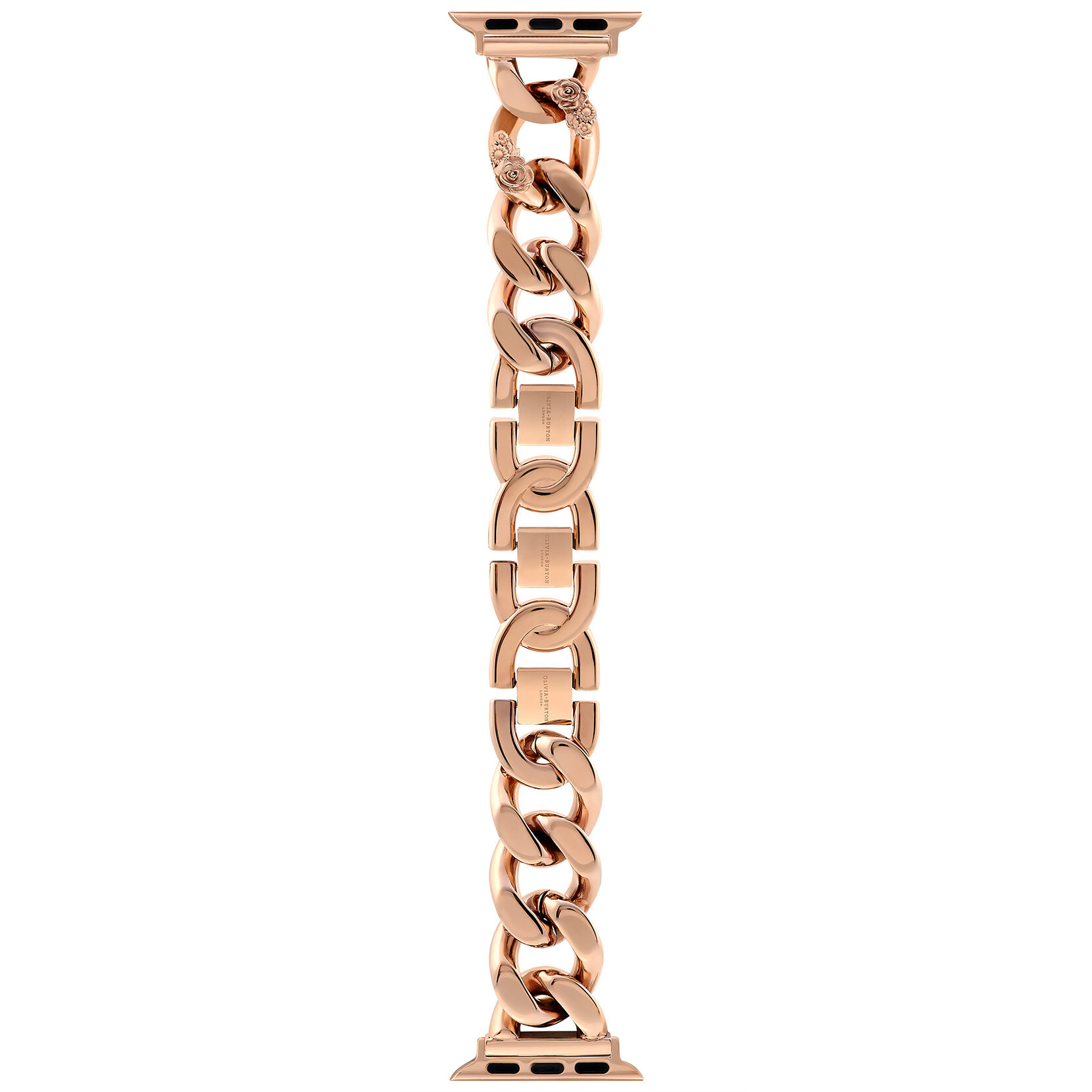 Rose Gold with Floral Link Bracelet Strap