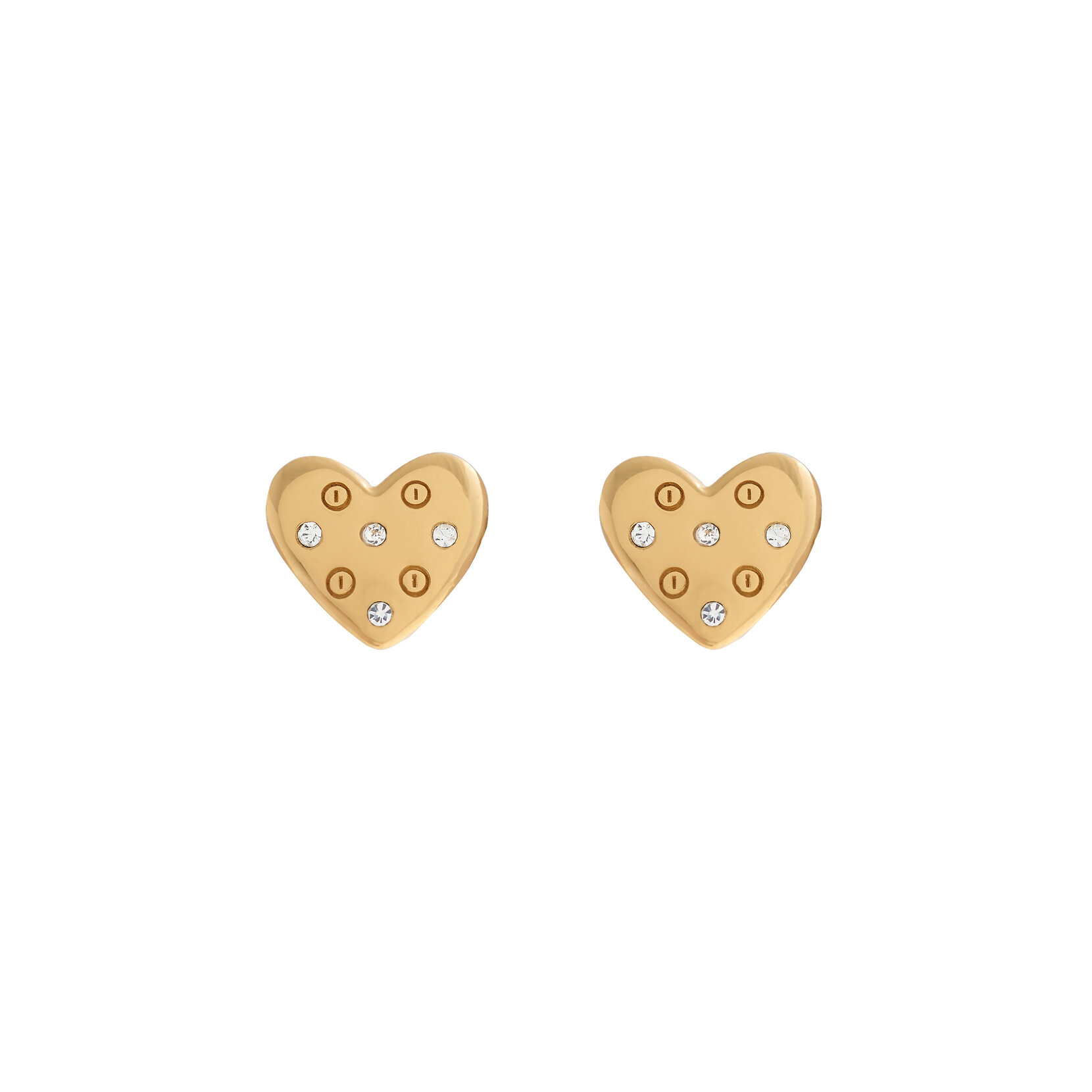 Gold Heart Stud Earrings