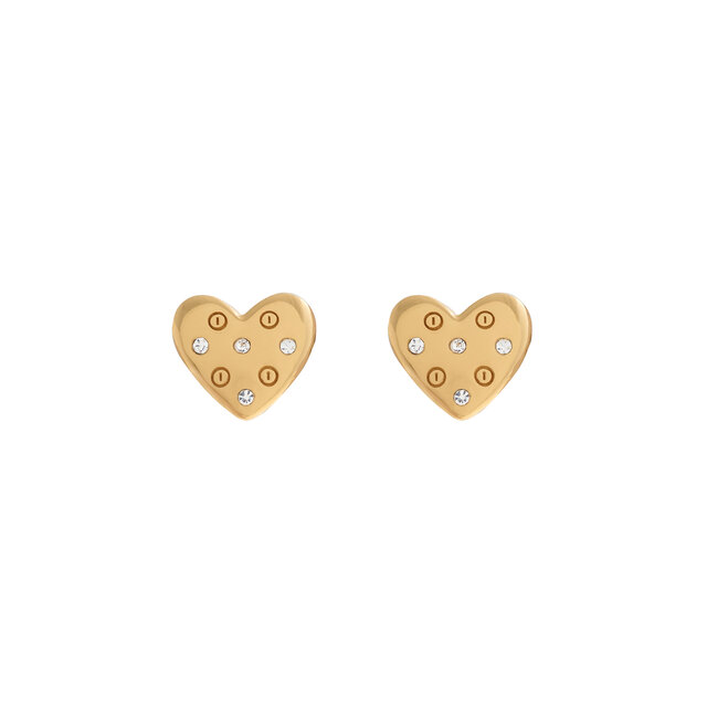 Gold Heart Stud Earrings