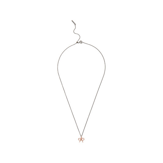 Vintage Bow Charm Necklace Black & Rose Gold