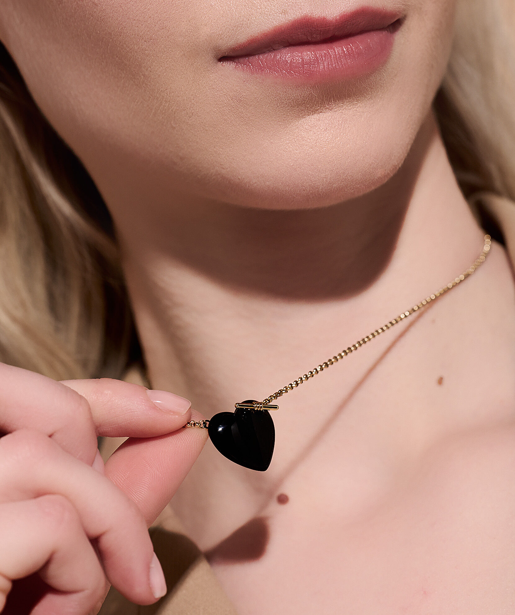 Classic Knot Heart Gold Black Necklace Olivia Burton London