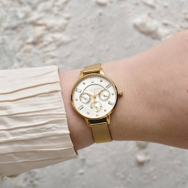 34mm Silver & Gold Mesh Watch