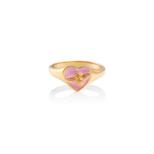 Love Bug Signet Ring Pink & Gold M