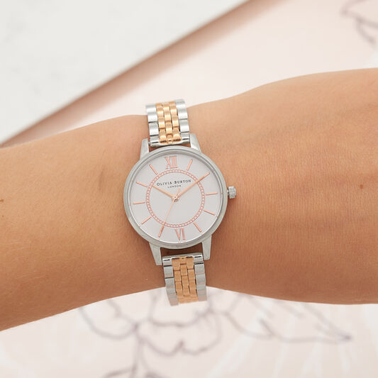 Wonderland Bracelet Silver & Rose Gold Watch