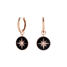 Dormeuses North Star émail noir et or rose