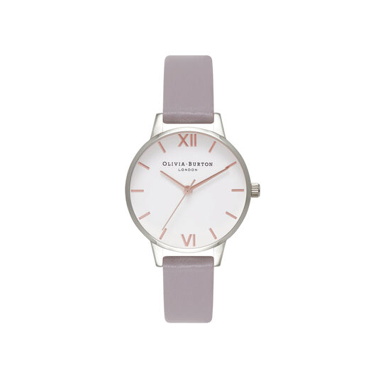 White Dial Grey Lilac & Silver Watch