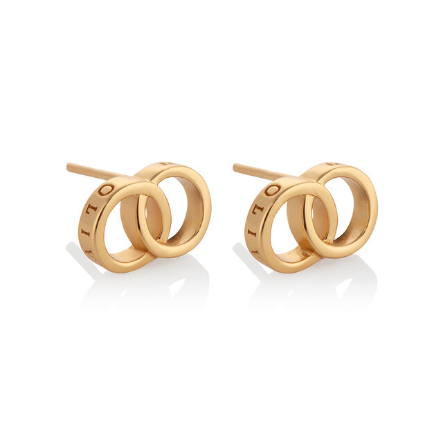 Gold Interlink Stud Earrings