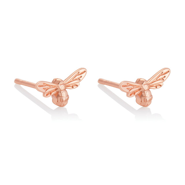 Rose Gold Bee Stud Earrings