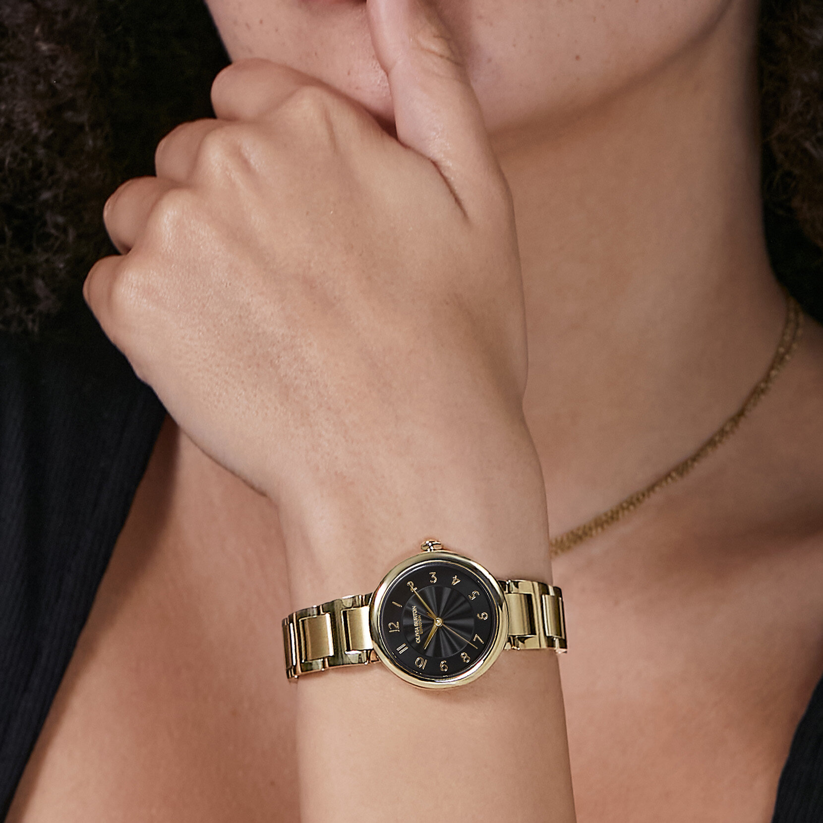 Montre Pembroke Noir & Bracelet Or 30mm