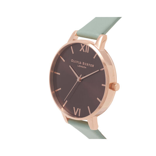 Chocolate & Mint Green Rose Gold Watch
