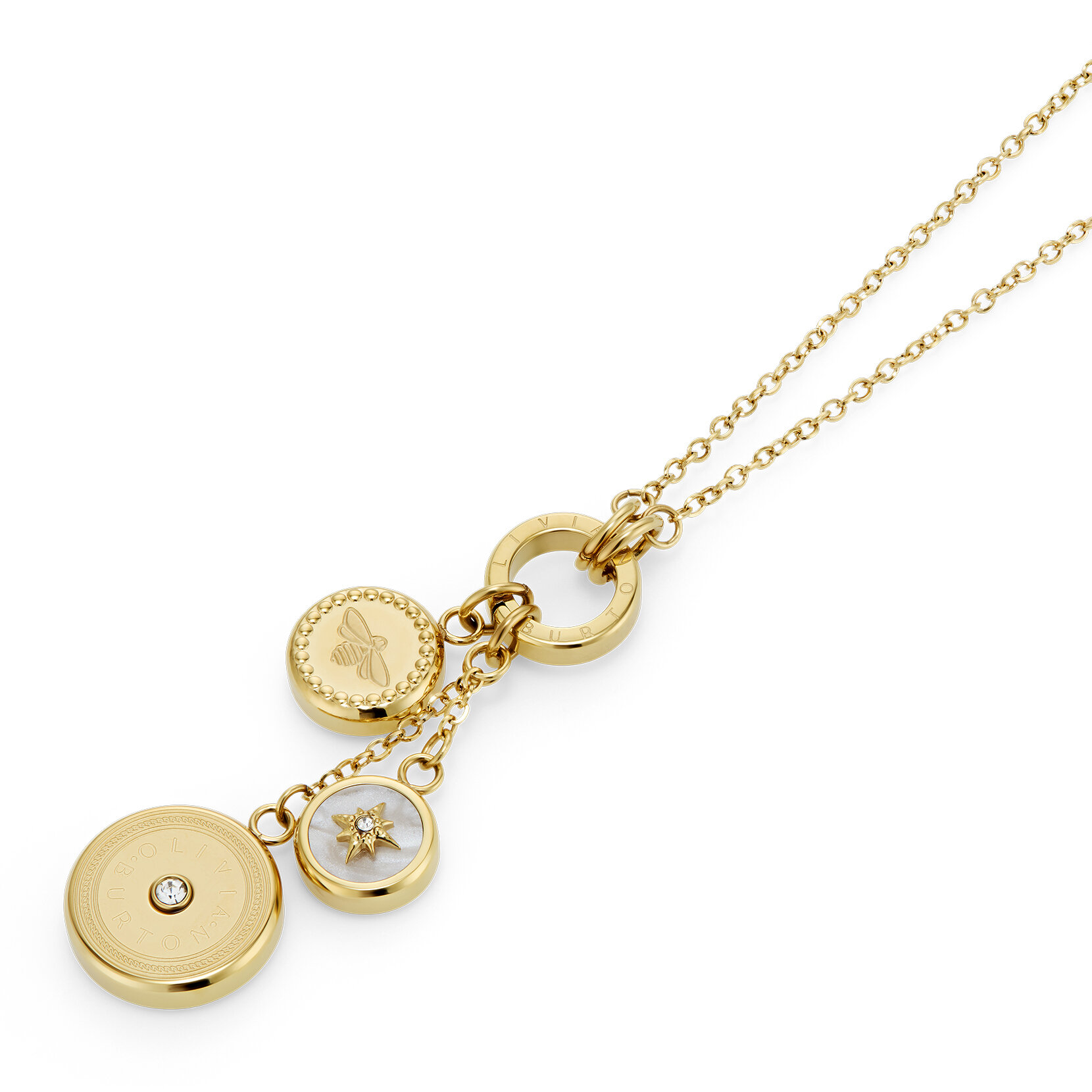 Collier Charms Abeille & Étoile Polaire Plaqué Or