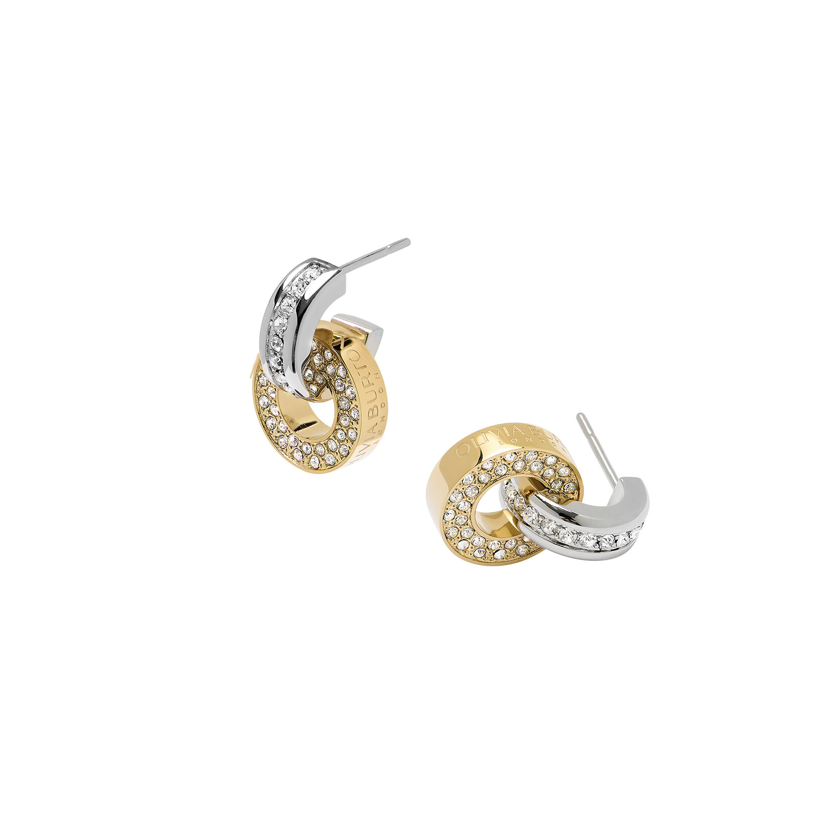 Boucles d’oreilles créoles Interlink Deux tons Argent et Or