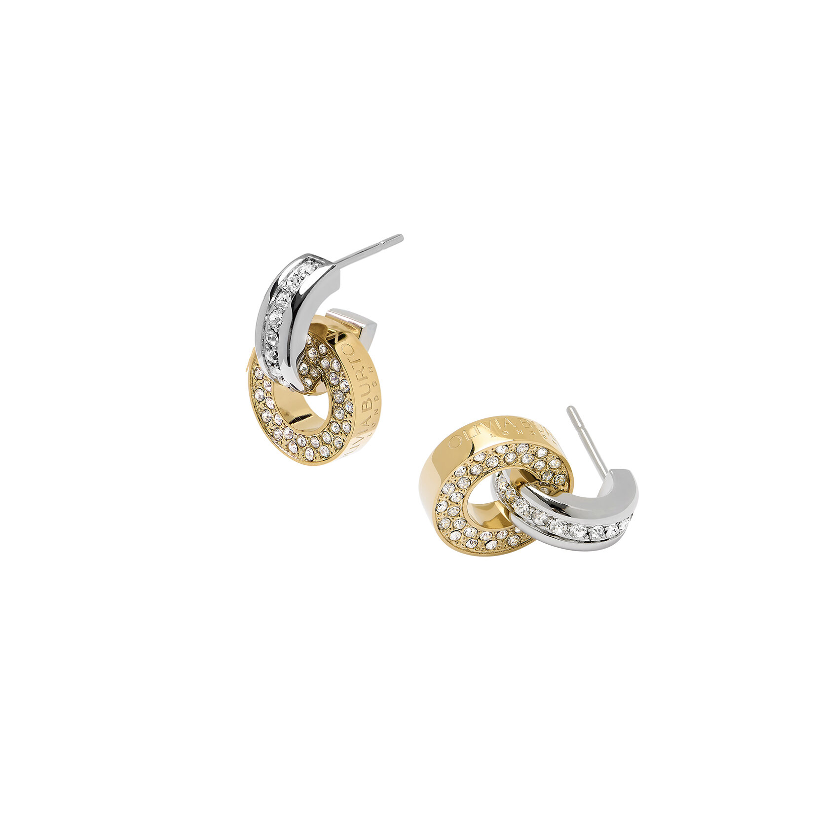 Interlink Two Tone Silver & Gold Hoop Earrings