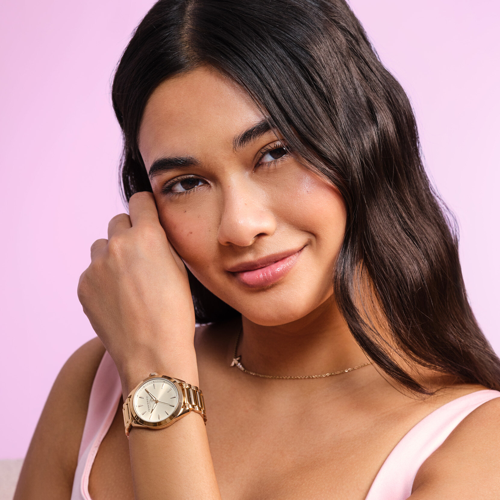34mm Geo Ivory & Rose Gold Bracelet Watch