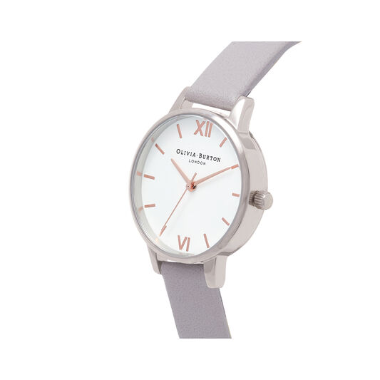 White Dial Grey Lilac & Silver Watch