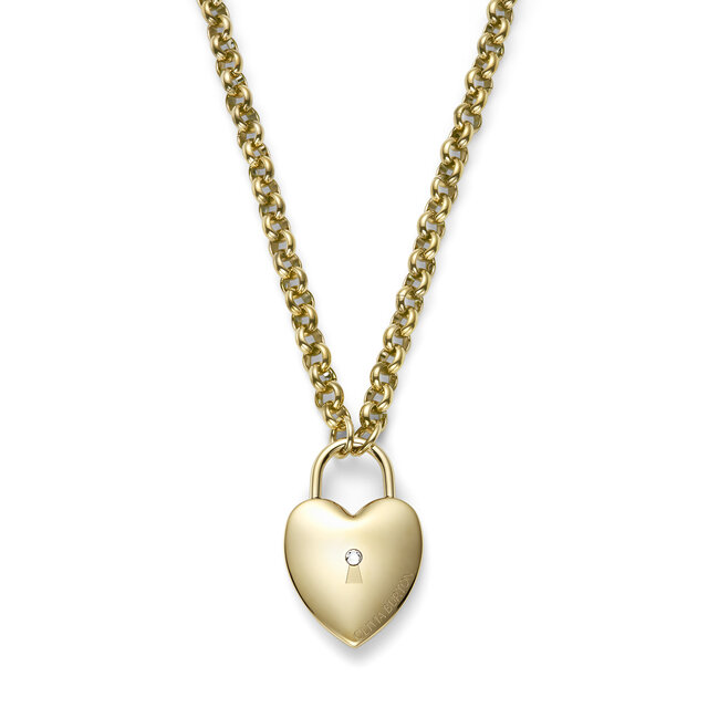 Locked Heart Gold Plated Pendant Necklace