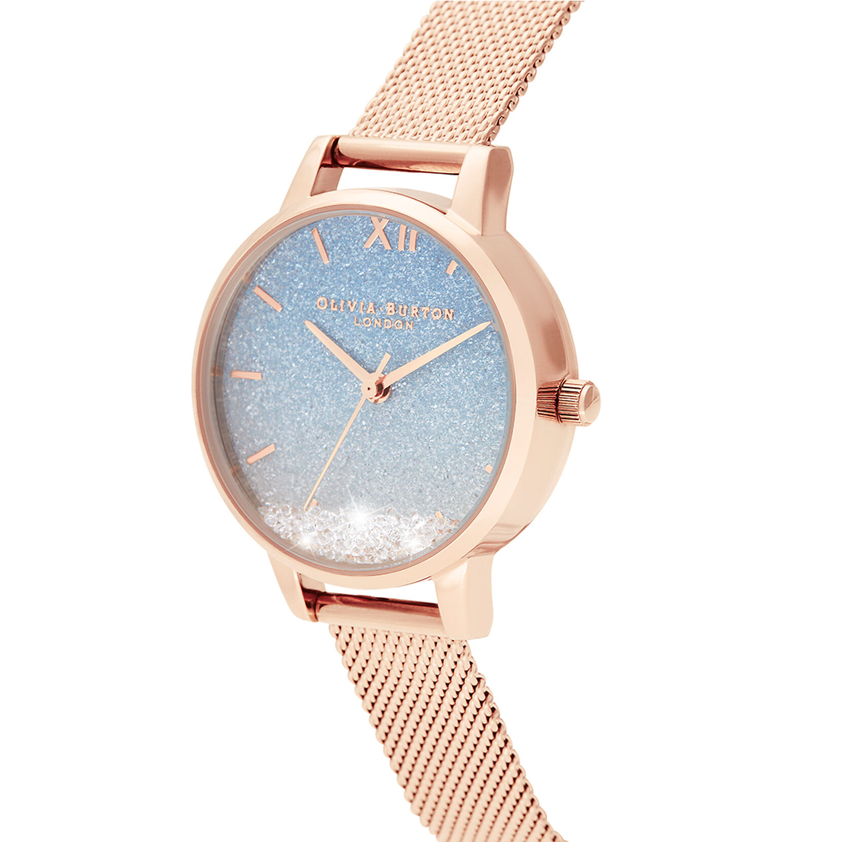 Under the Sea 30mm Blue & Rose Gold Mesh Watch
