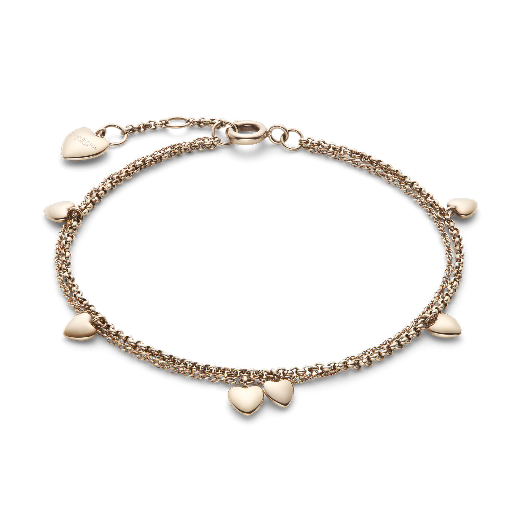 Mini Heart Rose Gold Plated Double Chain Bracelet