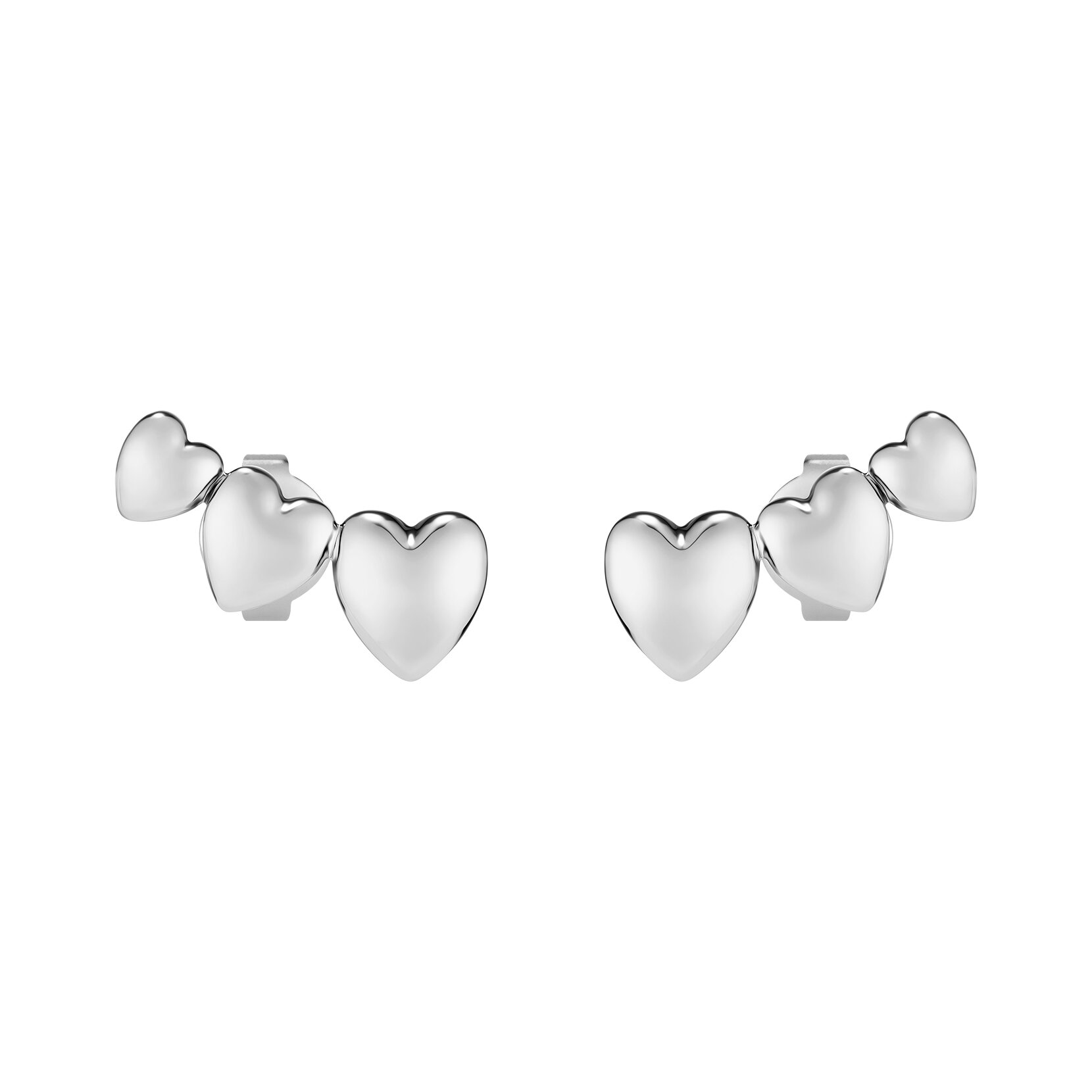 Mini Heart Silver Tone Stud Earrings