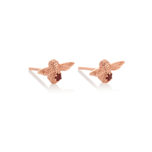Celebration Rose Gold & Garnet Bee Studs