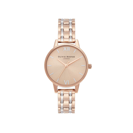 Midi Dial Pale Rose Gold & Silver Watch