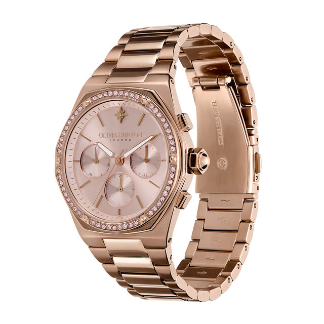 38mm Hexa Multi-Function Blush & Carnation Gold Bracelet Watch