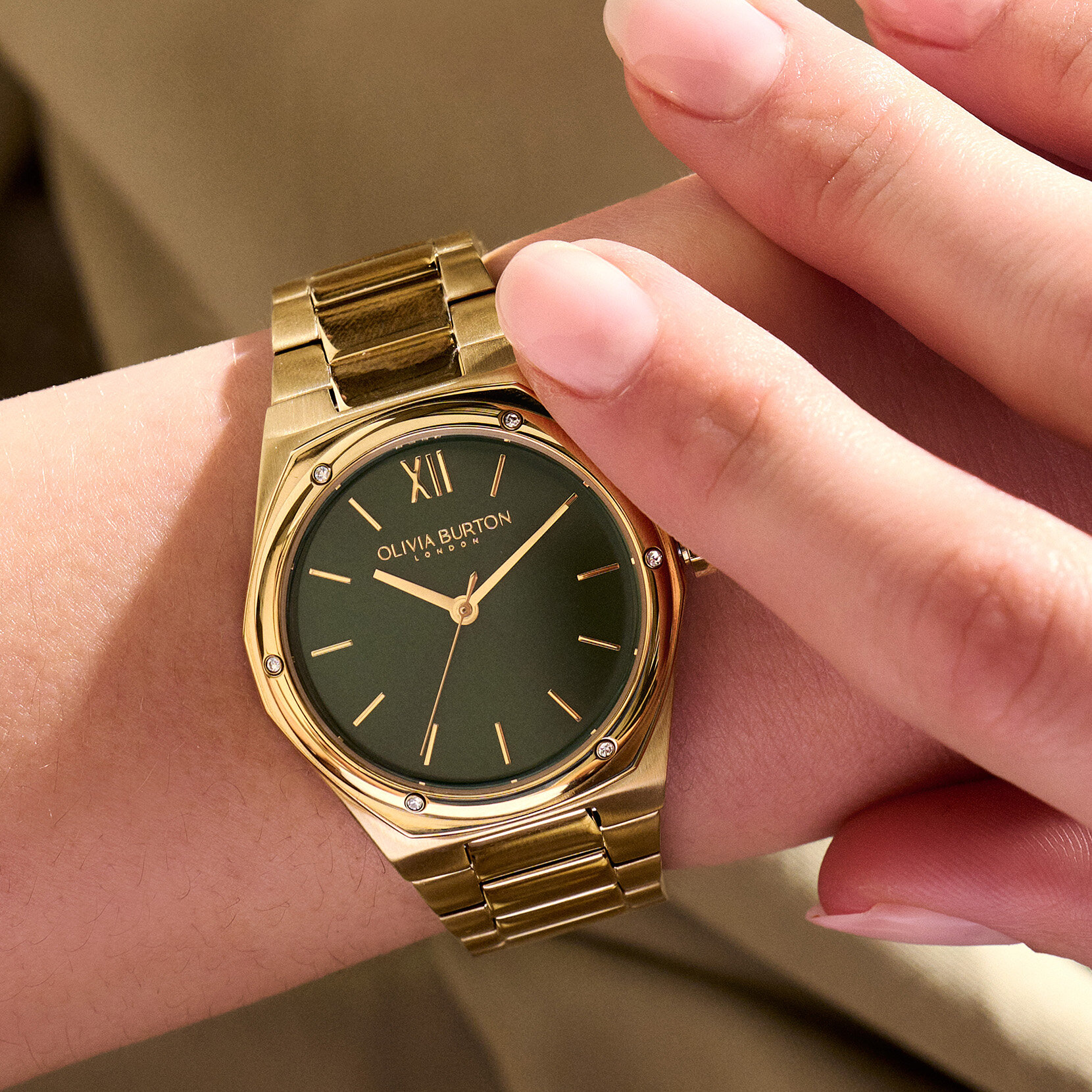 33mm Hexa Green & Gold Bracelet Watch