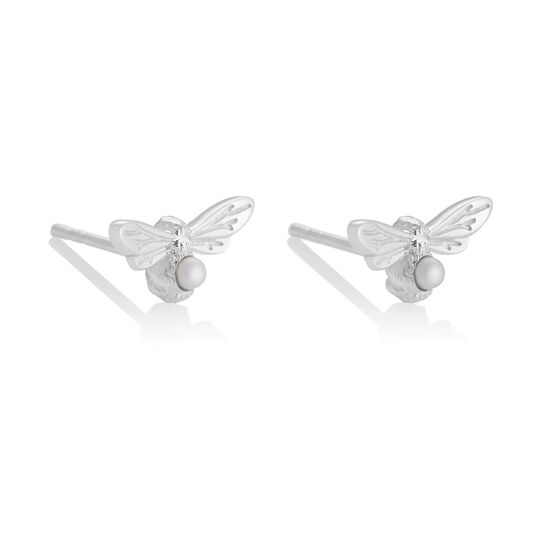 Celebration Stones Celebration Bee Studs Silver & Pearl (June)