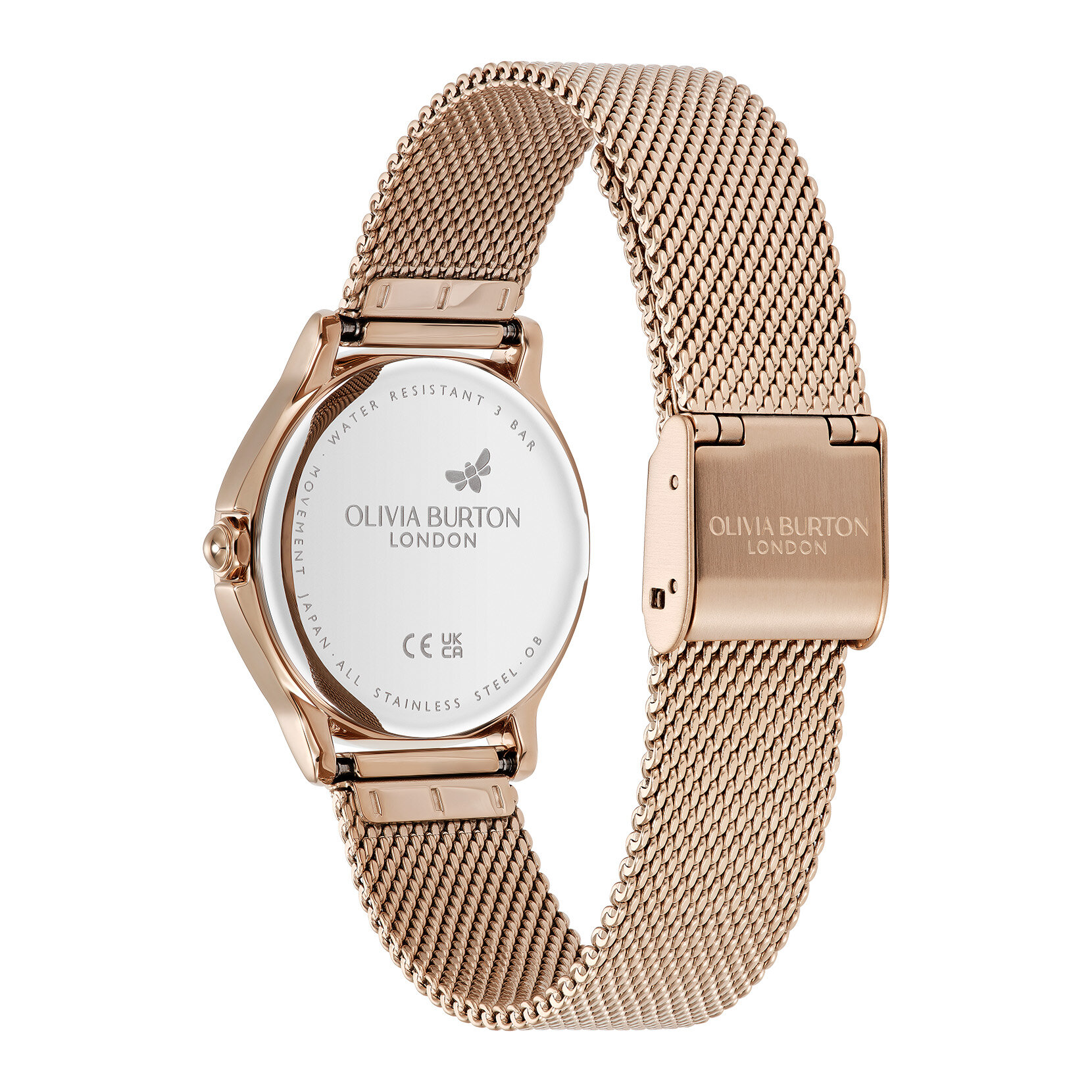 30mm Classic Bee White & Rose Gold Mesh Watch