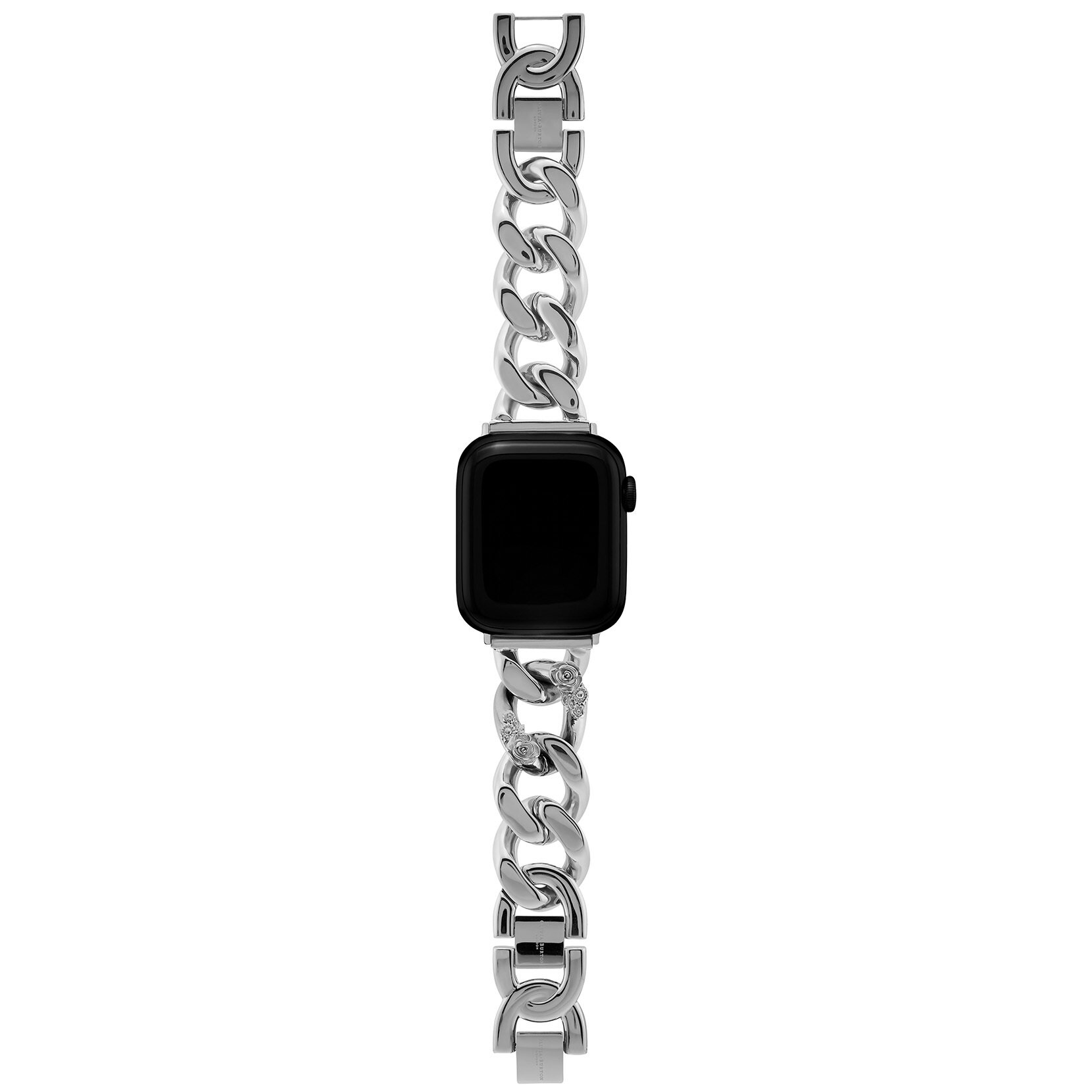 Silver with Floral Link Bracelet Strap