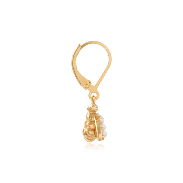 Pearl Bee Gold Lever Back Hoops