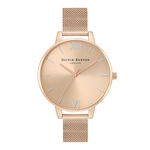Montre en maille en or rose pâle à cadran demi et à boîtier mince