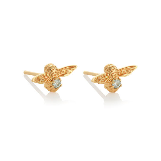 Celebration Gold & Aquamarine Bee Studs