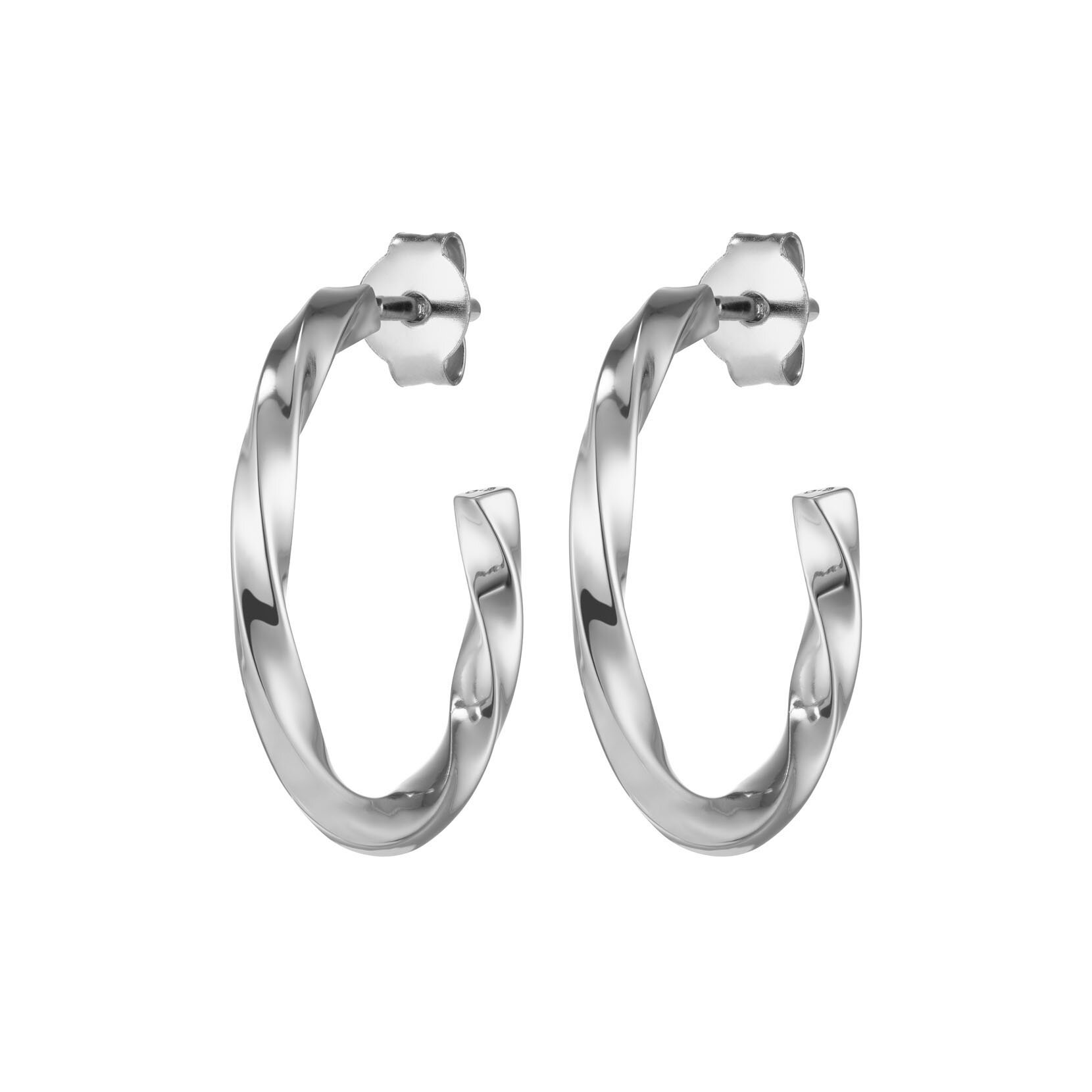 Square Twisted Rope Silver Tone Hoop Earrings