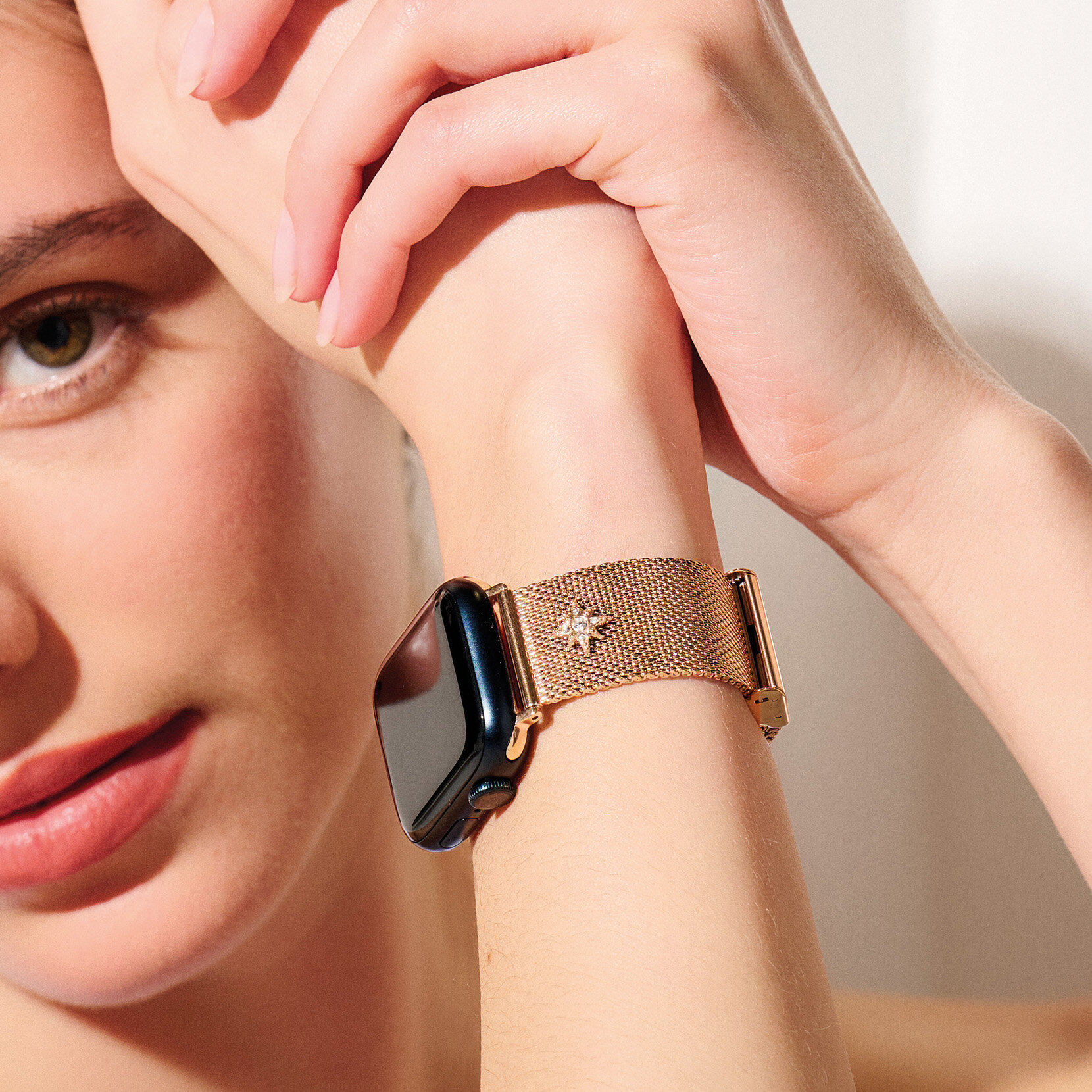 Rose Gold Celestial Mesh Strap