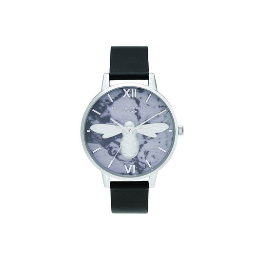Shoreditch Marble Bee, Black & Silver