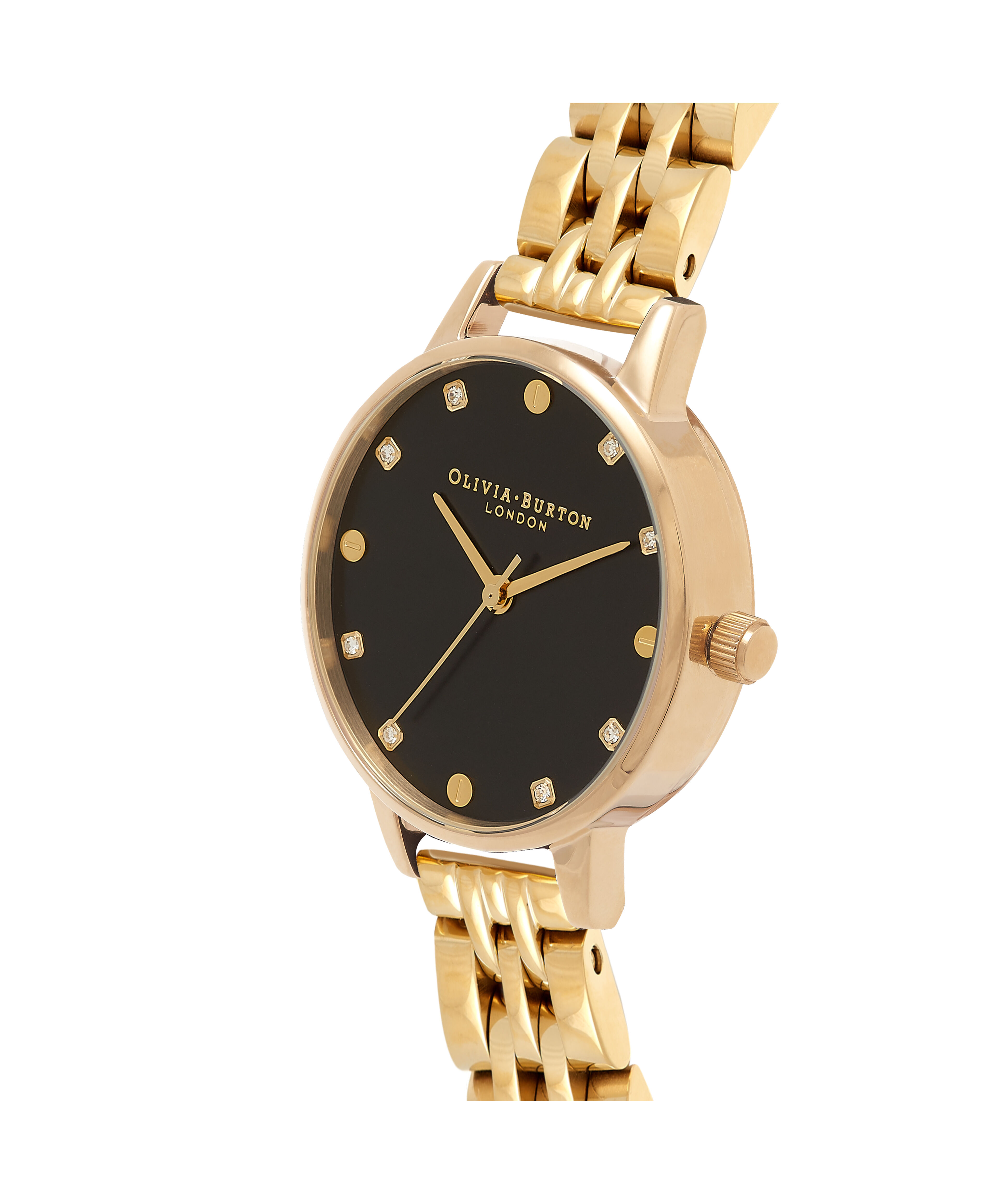 Olivia burton watches black and rose gold on sale
