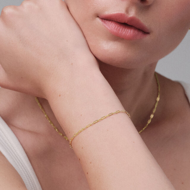 Mini Paperclip Gold Plated Chain Bracelet