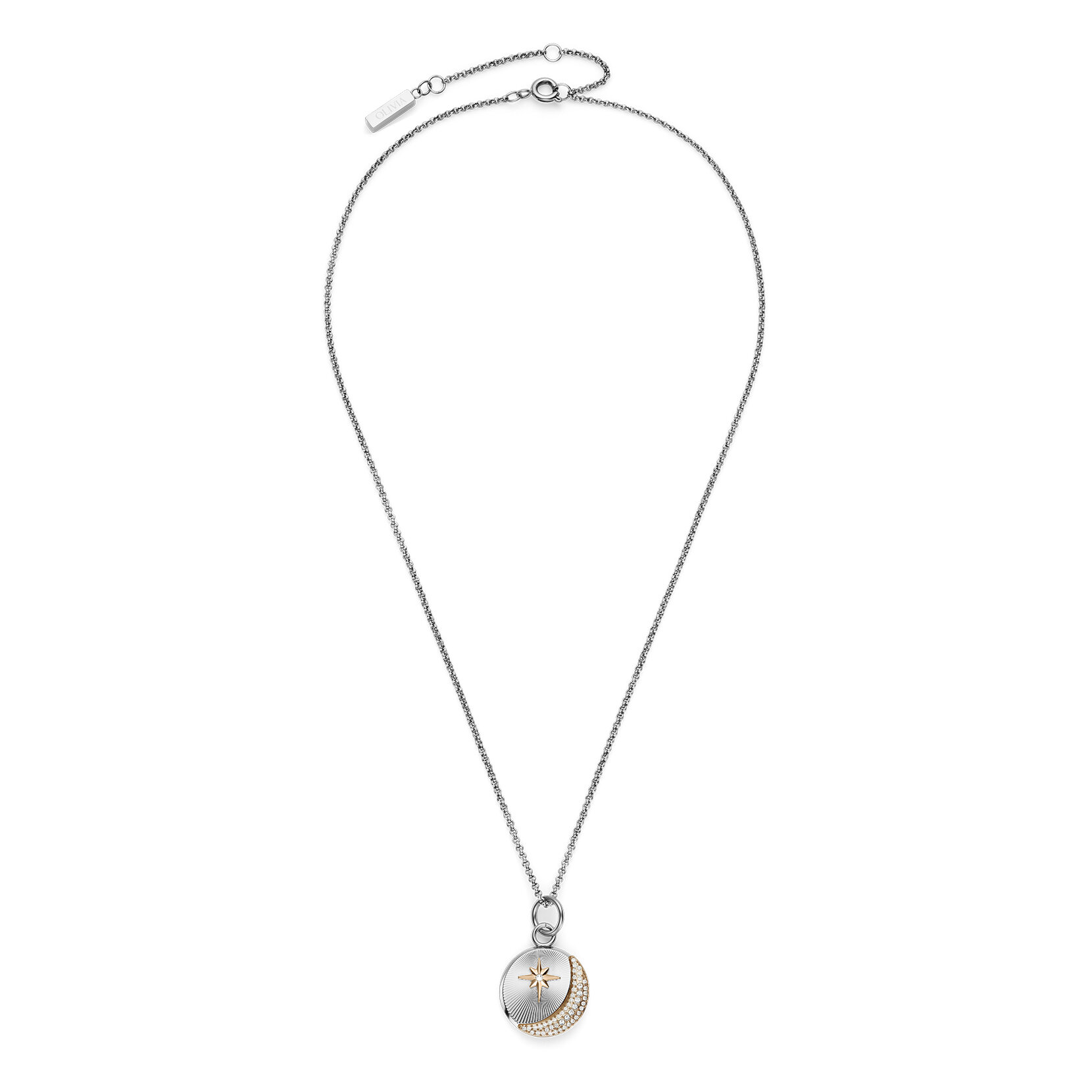 Collier Pendentif Celestial Star and Moon Argent