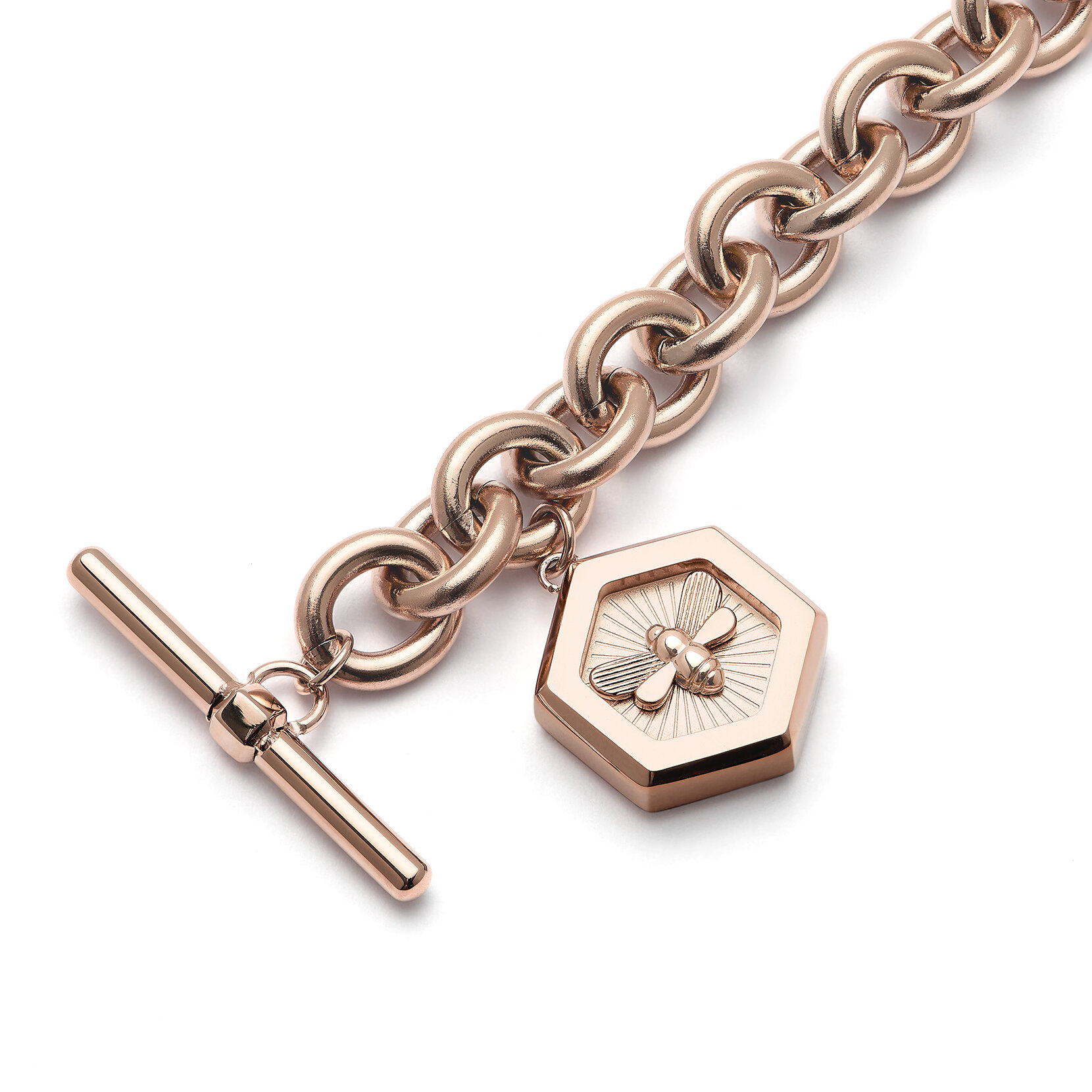 Minima Bee Carnation Gold Toggle Bracelet