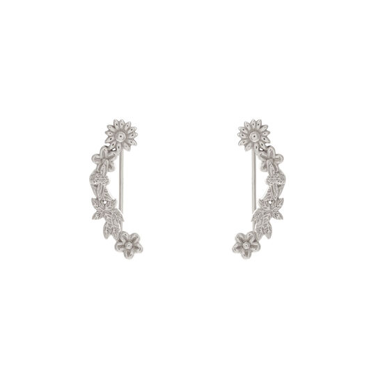 Bee Blooms Crawler Earrings Silver