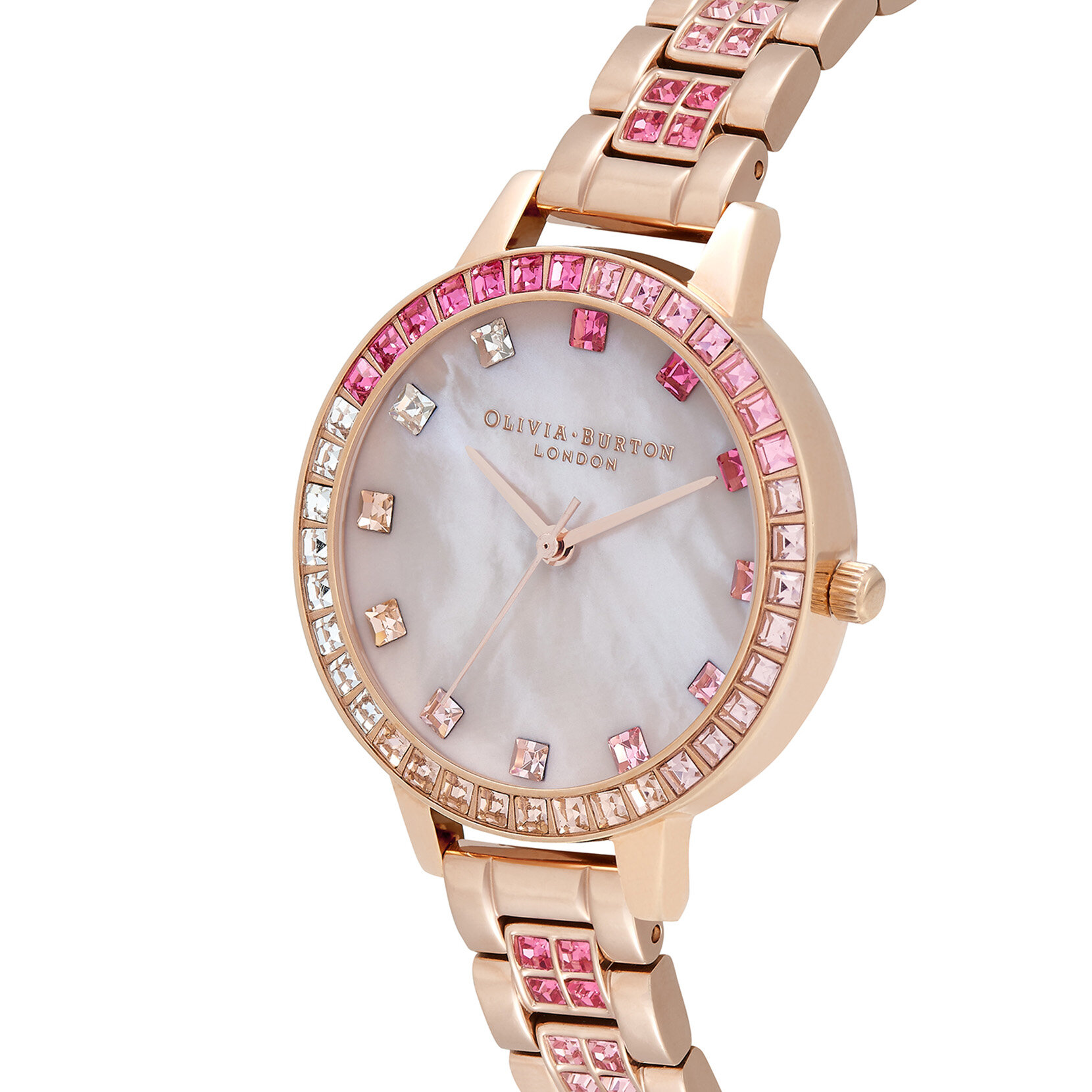 Montre Treasure cadran Demi, cristal rose ombré et bracelet or rose